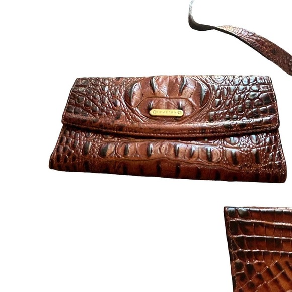 Brahmin Pecan Walnut Crocodile Leather Crossbody Purse - Picture 6 of 12